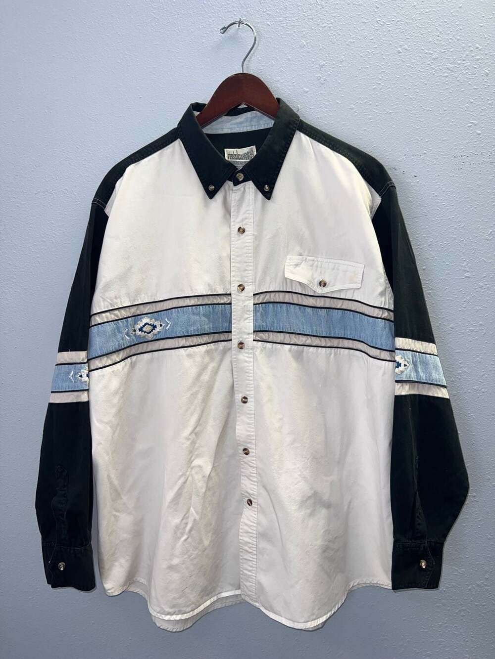 Vintage 90s Express Rider Southwestern Long Sleeve Western Shirt XL 0334